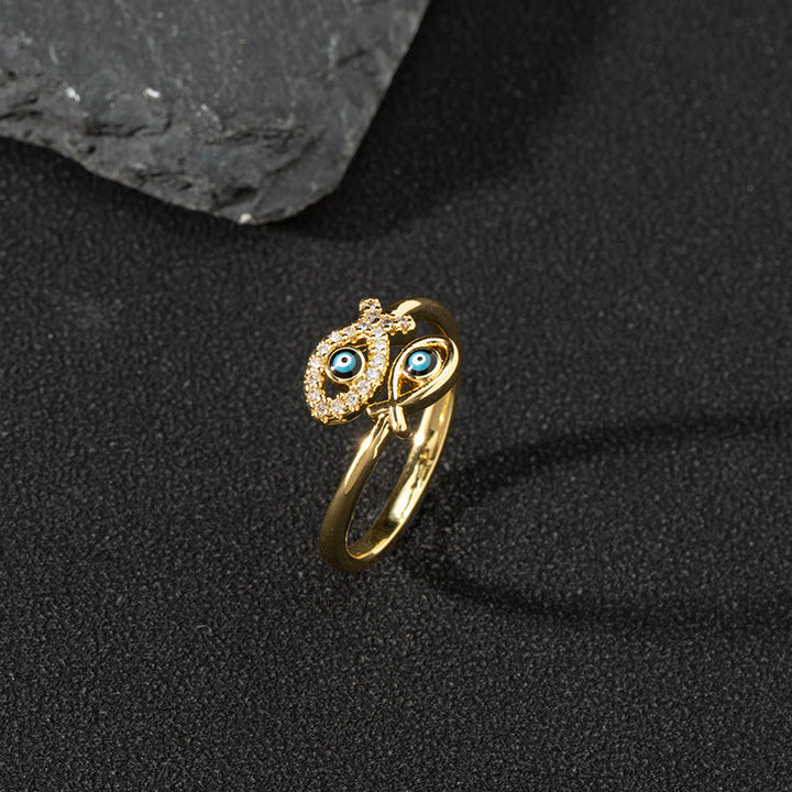 Olivenorma Anello Zircone Bianco Anello Regolabile Malocchio