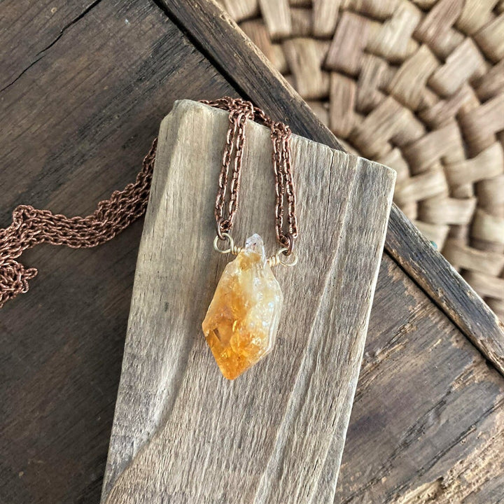 Collana con ciondolo in citrino brasiliano naturale Olivenorma