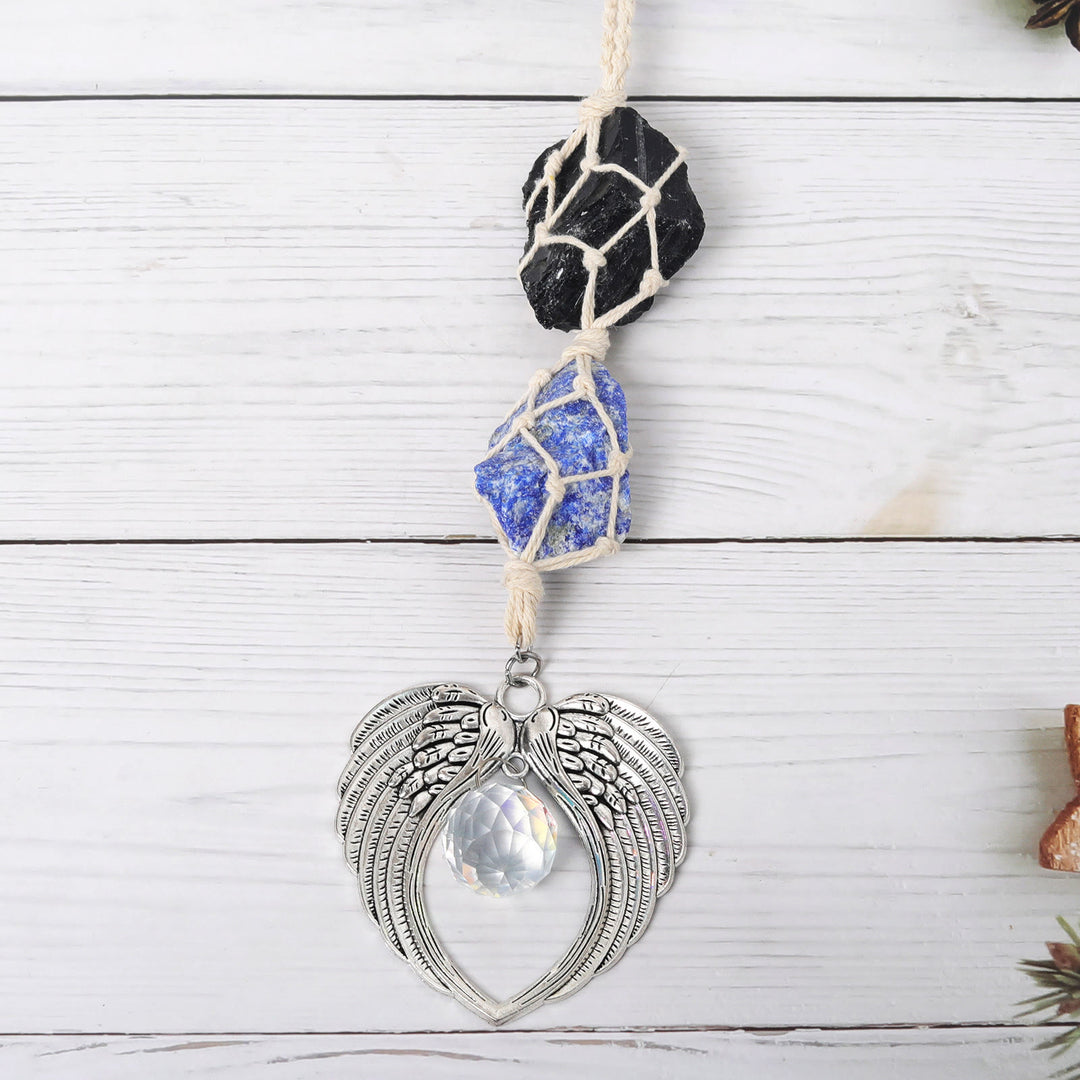 Olivenorma Decorazione per finestra con acchiappasole a forma di ali d'angelo in metallo