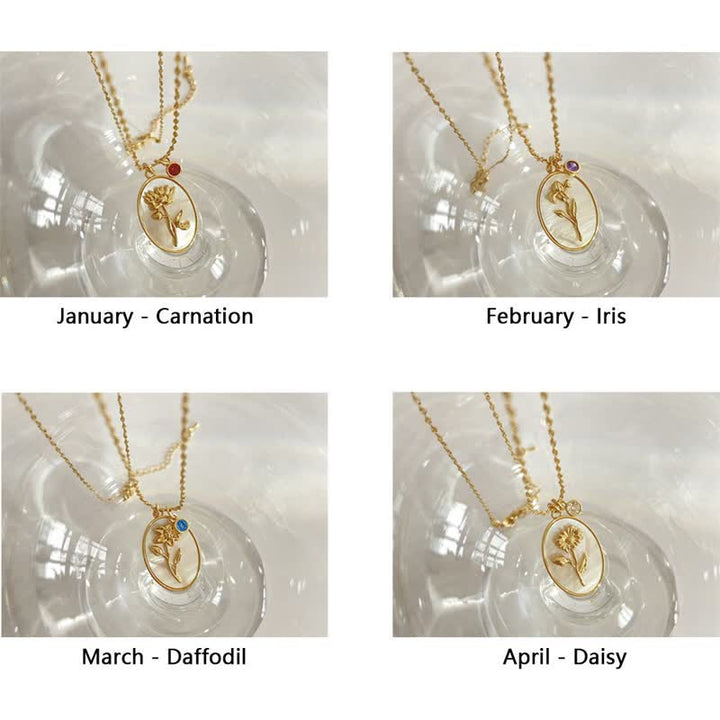 Collana con pietra portafortuna Olivenorma e fiore portafortuna