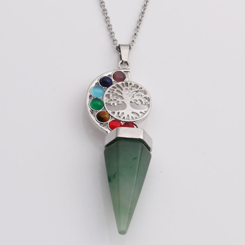Collana con ciondolo albero della vita chakra cristallo esacone Olivenorma 