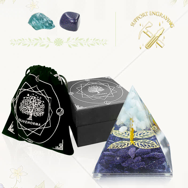 Olivenorma "Crescita infinita" - Piramide di orgone dell'albero della vita 