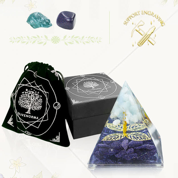 Olivenorma "Crescita infinita" - Piramide di orgone dell'albero della vita 