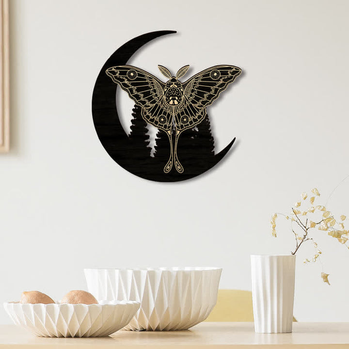 Decorazione da parete in legno Olivenorma Crescent Moon Moth