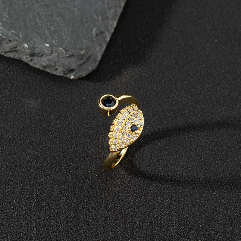 Olivenorma Anello Zircone Bianco Anello Regolabile Malocchio