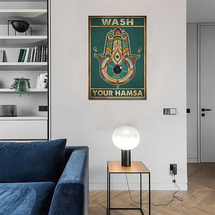 Olivenorma Chakra Yoga "LAVA IL TUO HAMSA" Poster del malocchio