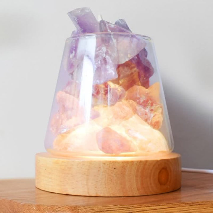 Olivenorma Calice di fuoco a forma di cristallo o lampada di sale rosa dell'Himalaya