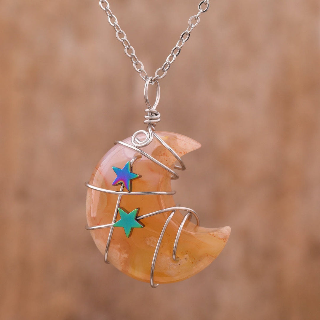 Collana con stella avvolta in filo di cristallo di quarzo Olivenorma