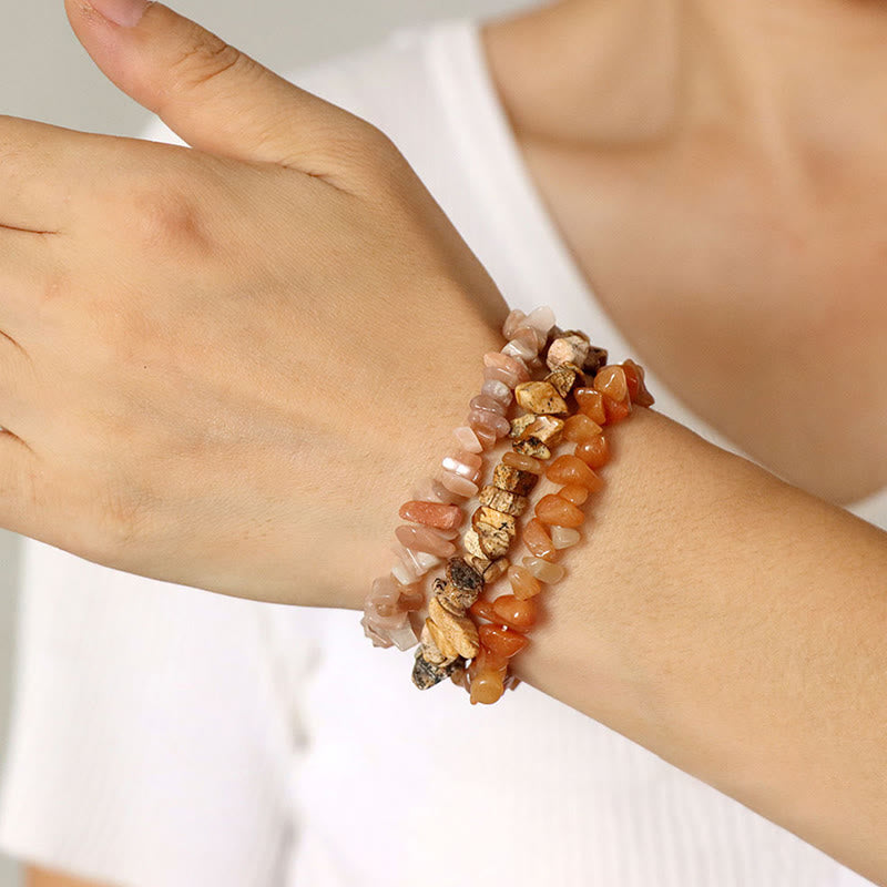 Bracciale Olivenorma a tre strati con ghiaia di cristallo irregolare naturale