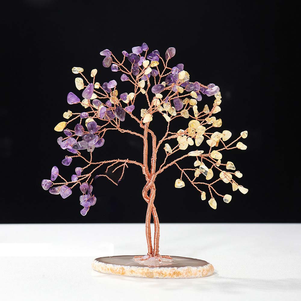 Olivenorma Pietra di cristallo naturale Albero Feng Shui
