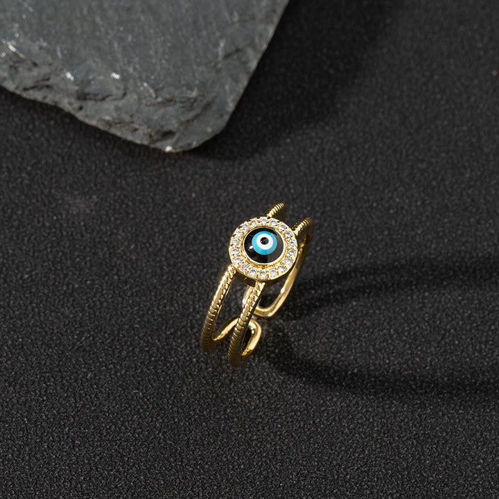 Olivenorma Anello Zircone Bianco Anello Regolabile Malocchio