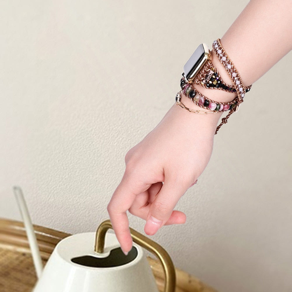 Cinturino avvolgente per Apple Watch Olivenorma Strawberry Quartz Obsidian