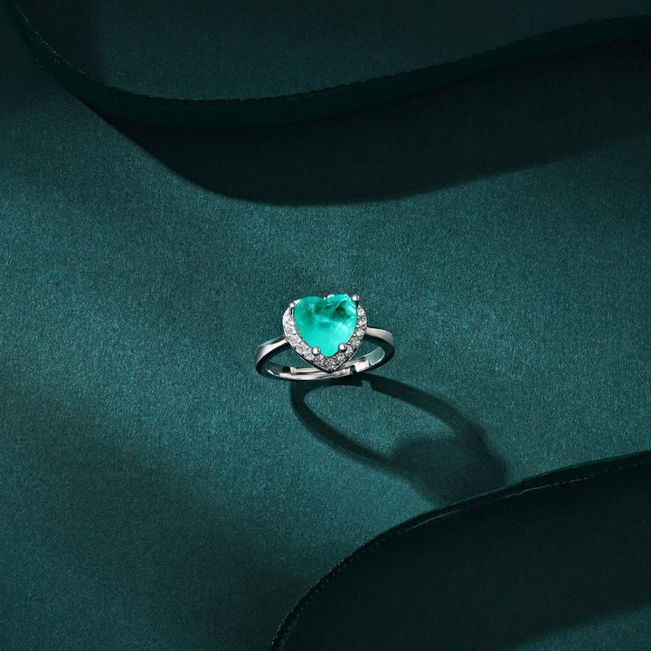 Anello squisito con tormalina Paraiba a forma di cuore Olivenorma