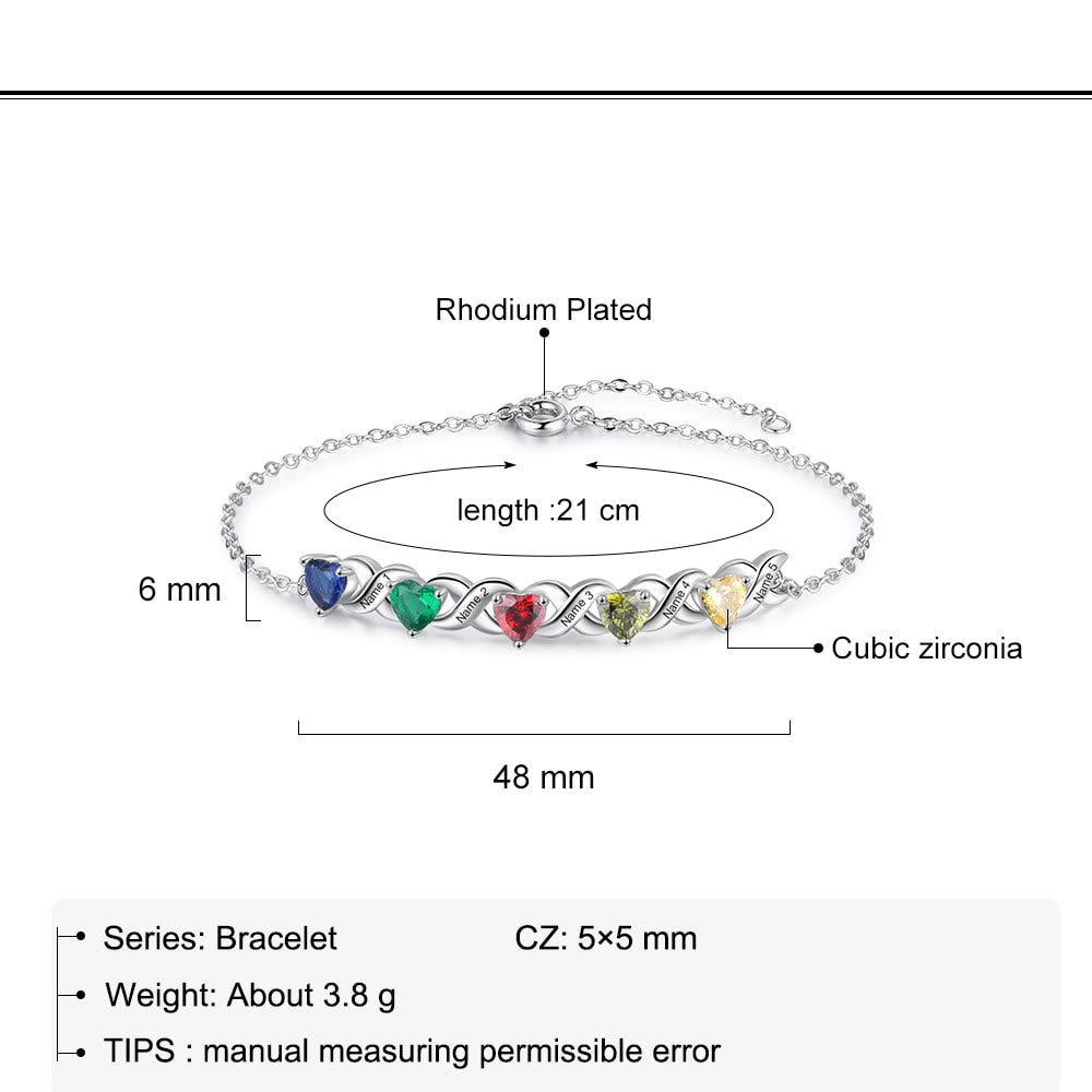 Olivenorma Bracciale personalizzato con pietra portafortuna della mamma inciso