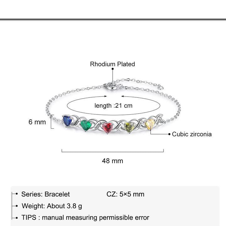 Olivenorma Bracciale personalizzato con pietra portafortuna della mamma inciso