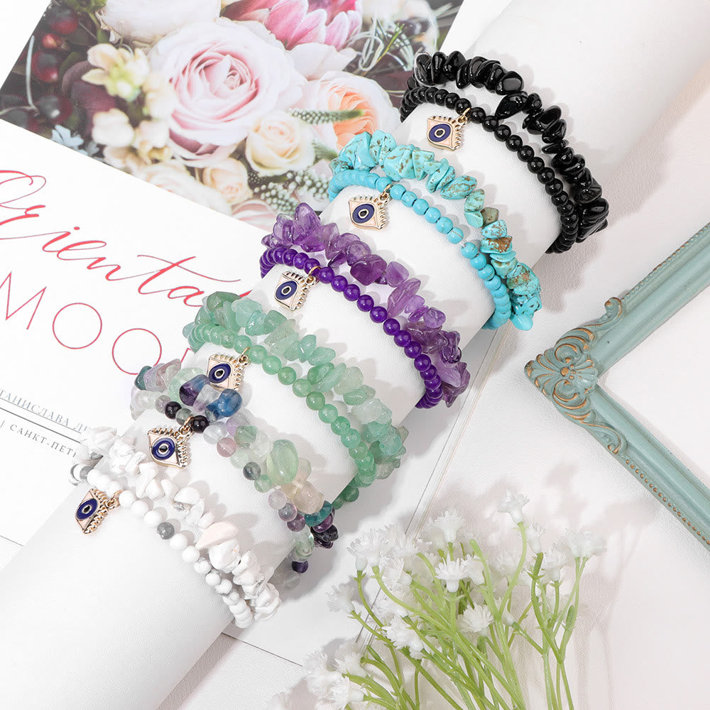 Olivenorma Ciondolo Malocchio Doppio Strato Braccialetto di Cristallo Set