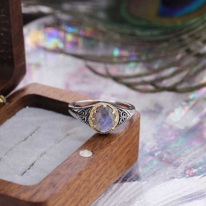 Anello in argento sterling 925 con labradorite naturale Olivenorma