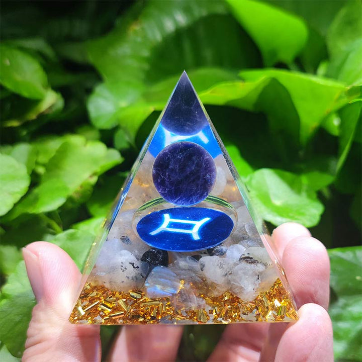Ametista Olivenorma con Quarzo Ialino Gemelli Zodiaco Orgone Piramide 