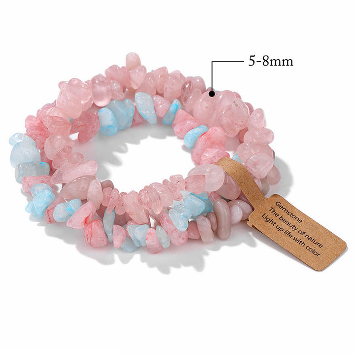 Bracciale Olivenorma a tre strati con ghiaia di cristallo irregolare naturale