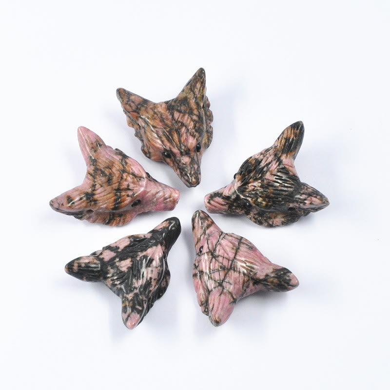 Decorazione in pietra preziosa con testa di lupo guardiano spirituale Olivenorma - Rodonite - Con carta - image 10