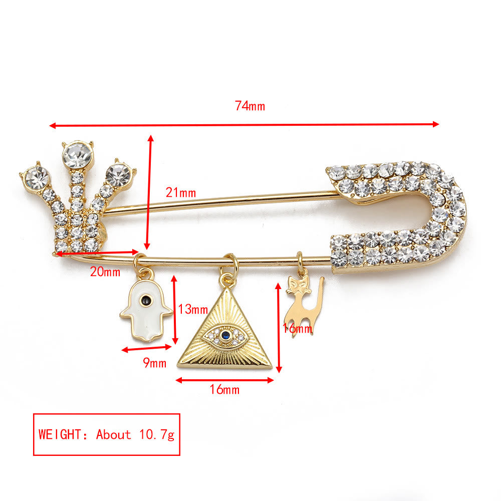 Spilla a forma di cuore con occhio maligno in zircone bianco Olivenorma 