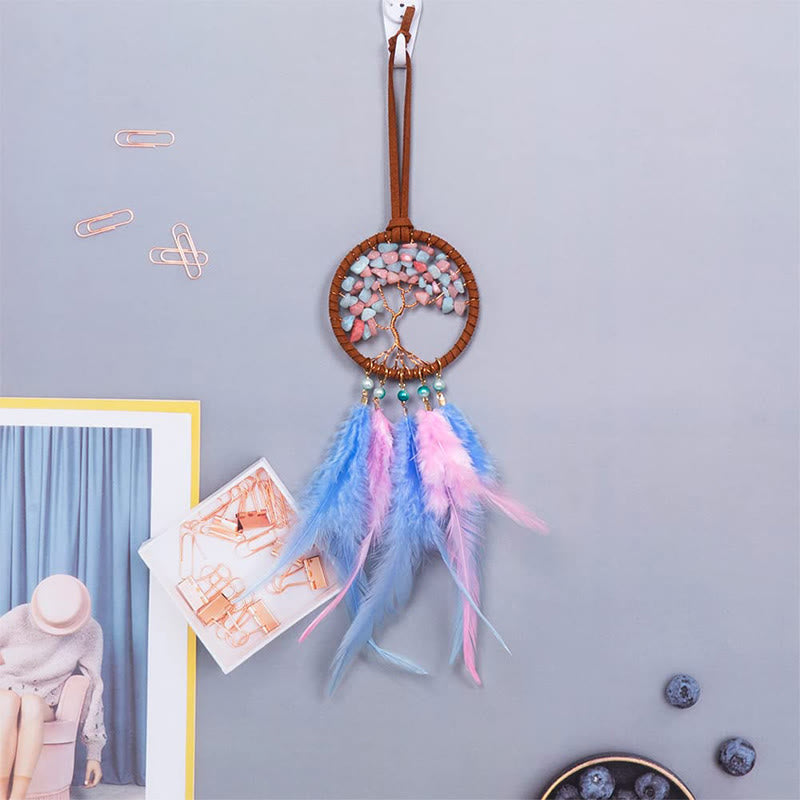 Ornamento per auto acchiappasogni con piuma dell'albero della vita in cristallo Olivenorma - image 3