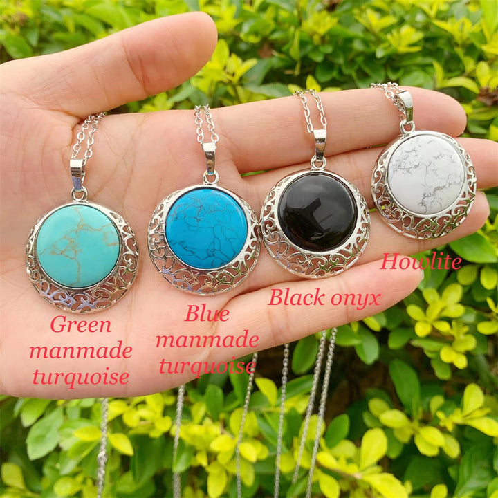 Collana regolabile in pietra autentica di cristallo rotondo Olivenorma