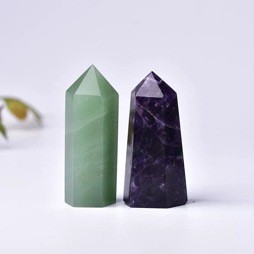 Olivenorma Set di decorazioni in pietra energetica con sette bacchette di cristallo naturale 