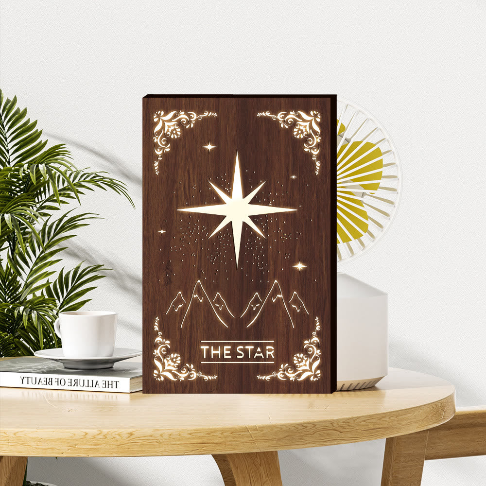 Olivenorma "THE STAR" Lampada decorativa in legno con cielo stellato 