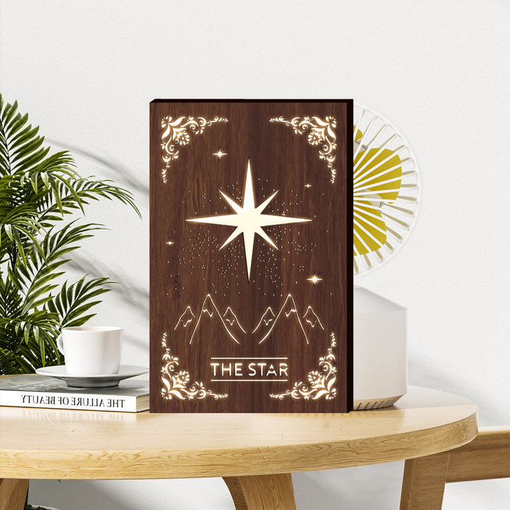 Olivenorma "THE STAR" Lampada decorativa in legno con cielo stellato 