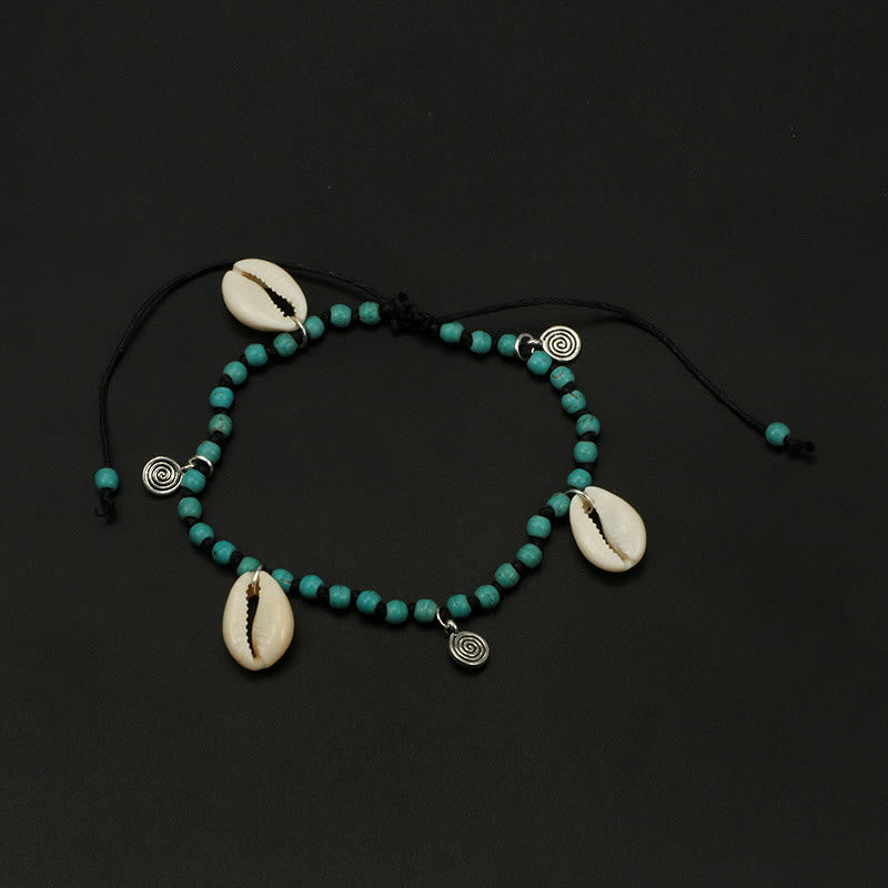 Olivenorma Bracciale Cavigliera con Ciondolo in Perline di Turchese Naturale