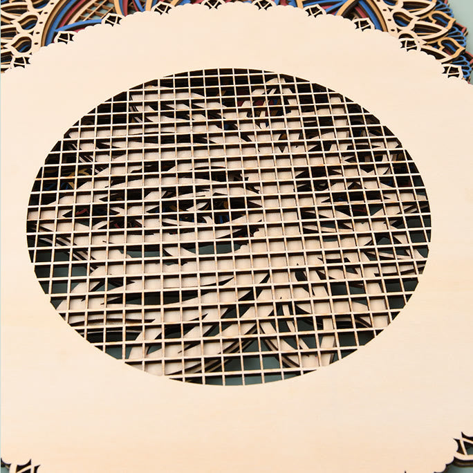 Olivenorma Lotus Mandala Decorazione murale in legno con incisione 3D