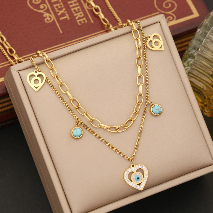 Olivenorma Zirconia Turchese Malocchio Bracciale Orecchini Collana