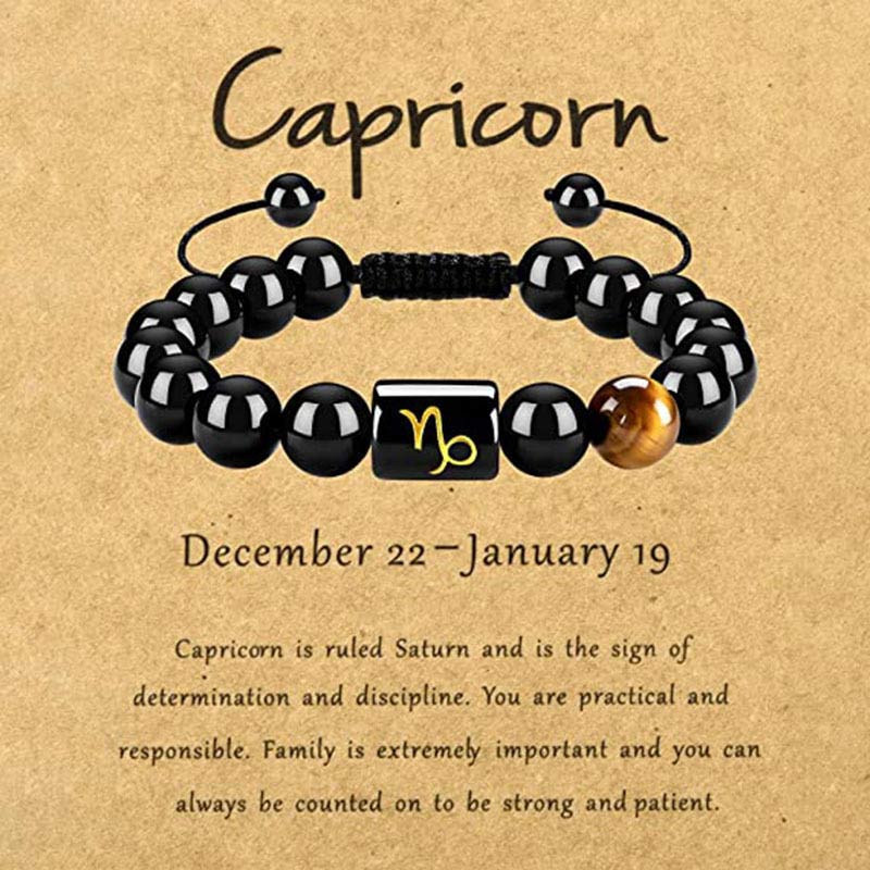 Braccialetto zodiacale Olivenorma Tiger Eye con ossidiana 