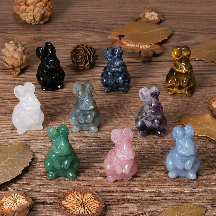 Olivenorma - Decorazione in pietra preziosa con statuetta di cristallo a forma di coniglietto pasquale 