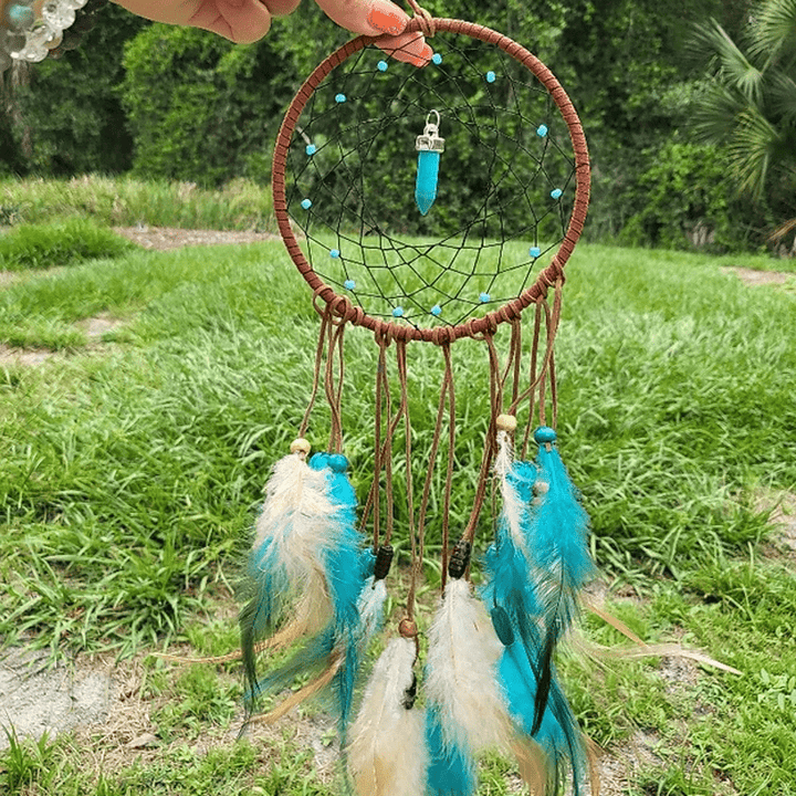 Olivenorma Amazzonite Blue Crystal Dream Catcher