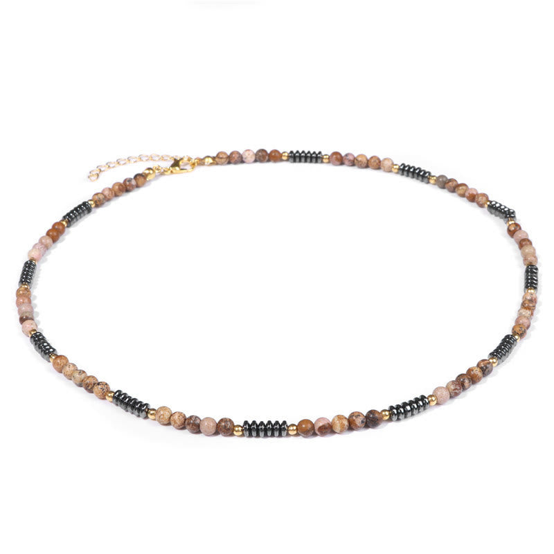 Collana Olivenorma con pietre preziose ed ematite