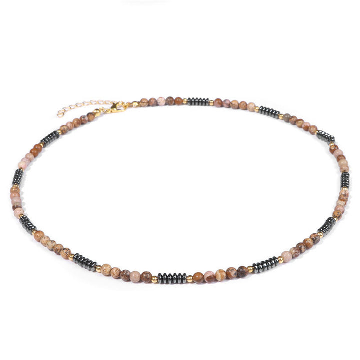 Collana Olivenorma con pietre preziose ed ematite