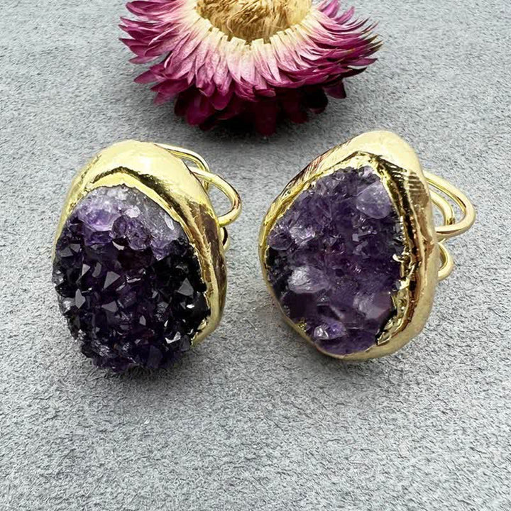Anello regolabile con pietra preziosa naturale in oro Olivenorma