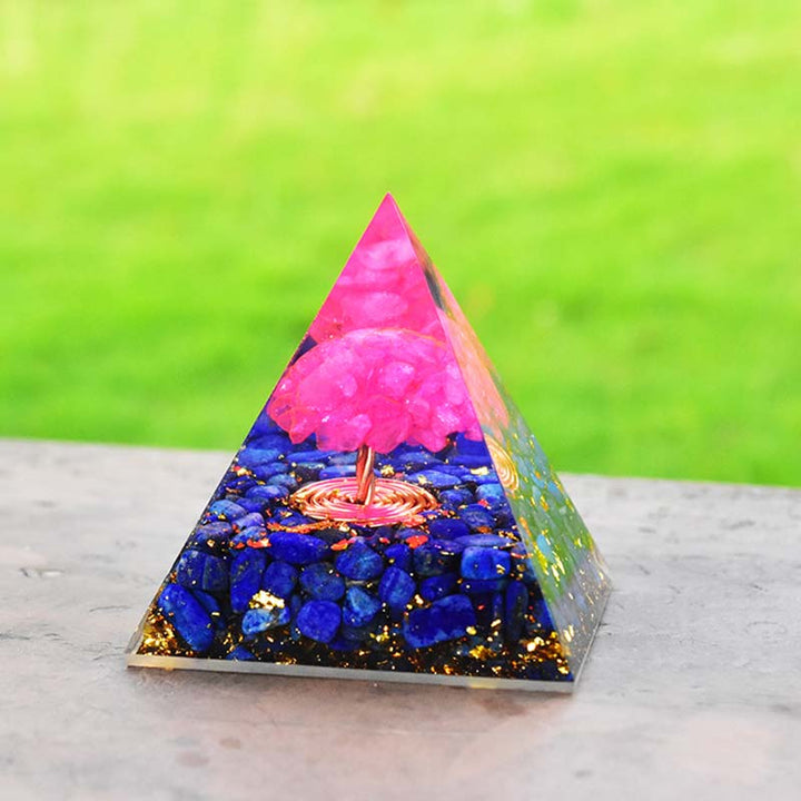 Olivenorma Lapislazzuli Cristallo Rosa Albero della Vita Piramide Orgonica 