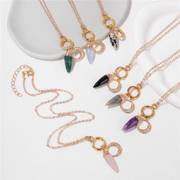 Collana con ciondolo a forma di luna con zirconi e cristalli di competizione Olivenorma