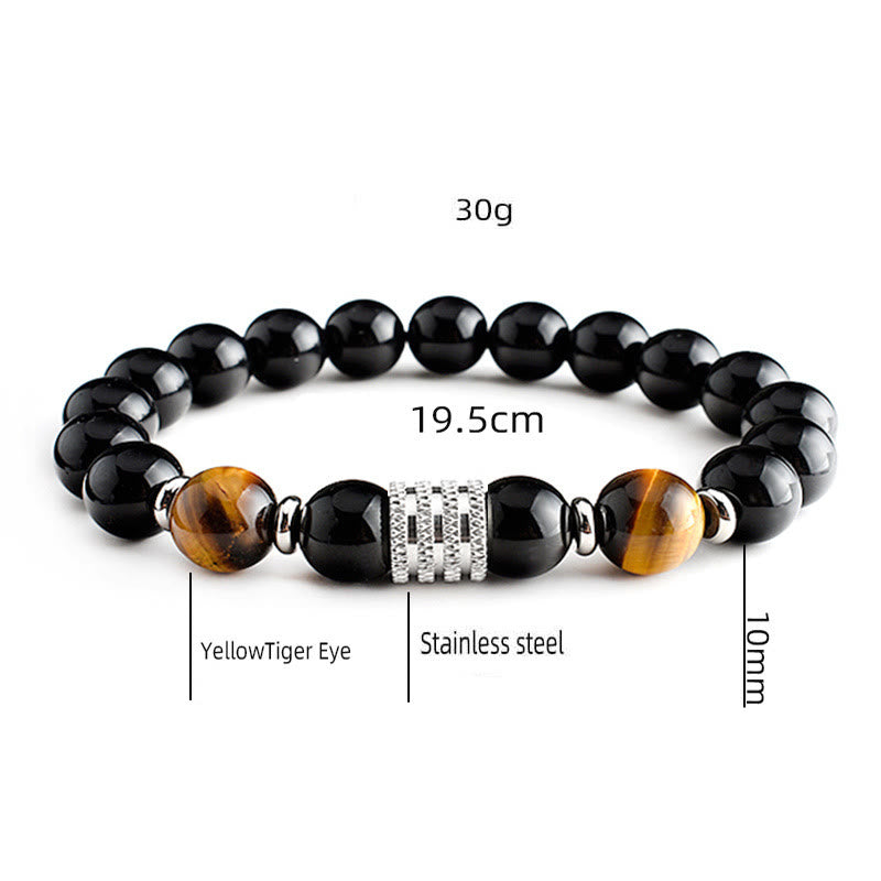 Bracciale da uomo Olivenorma in ossidiana con occhio di tigre rosso