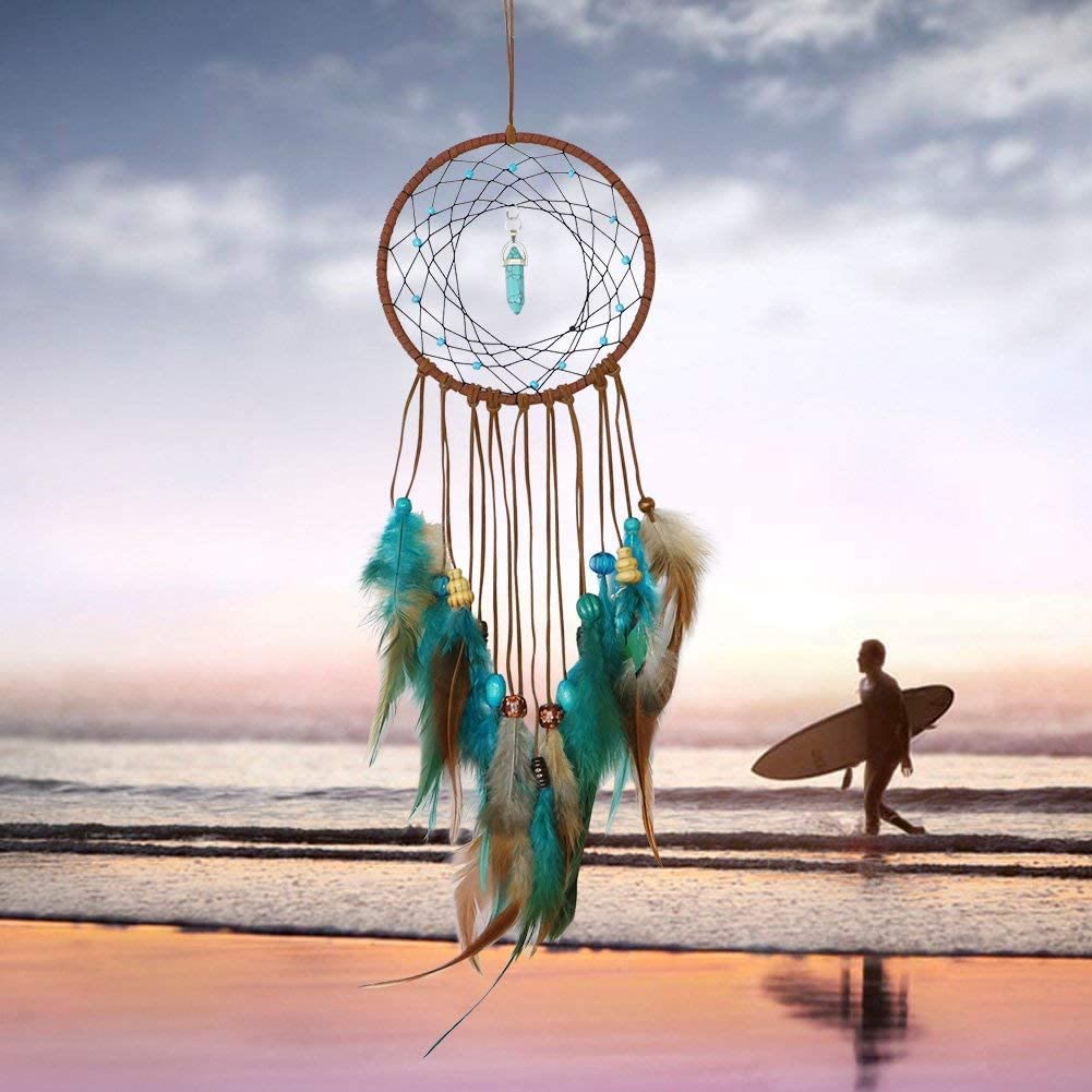 Olivenorma Turchese Fatto a Mano Tradizionale Piuma Dream Catcher