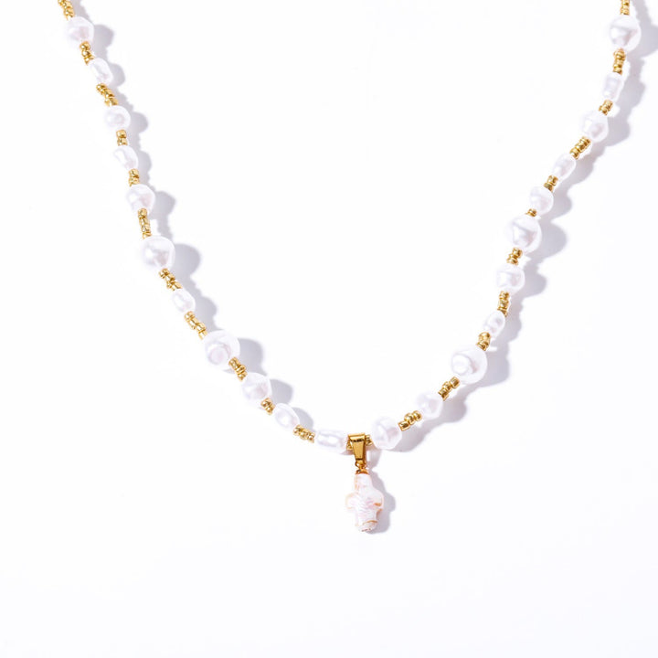 Collana con ciondolo a croce in perle d'acqua dolce Olivenorma