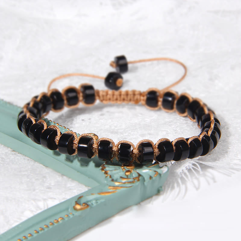Bracciale intrecciato con perline di pietra naturale Olivenorma 