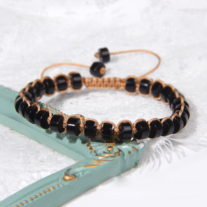 Bracciale intrecciato con perline di pietra naturale Olivenorma 