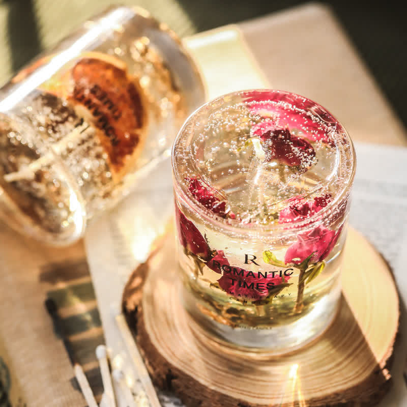 Olivenorma Candela romantica per aromaterapia con fiori veri