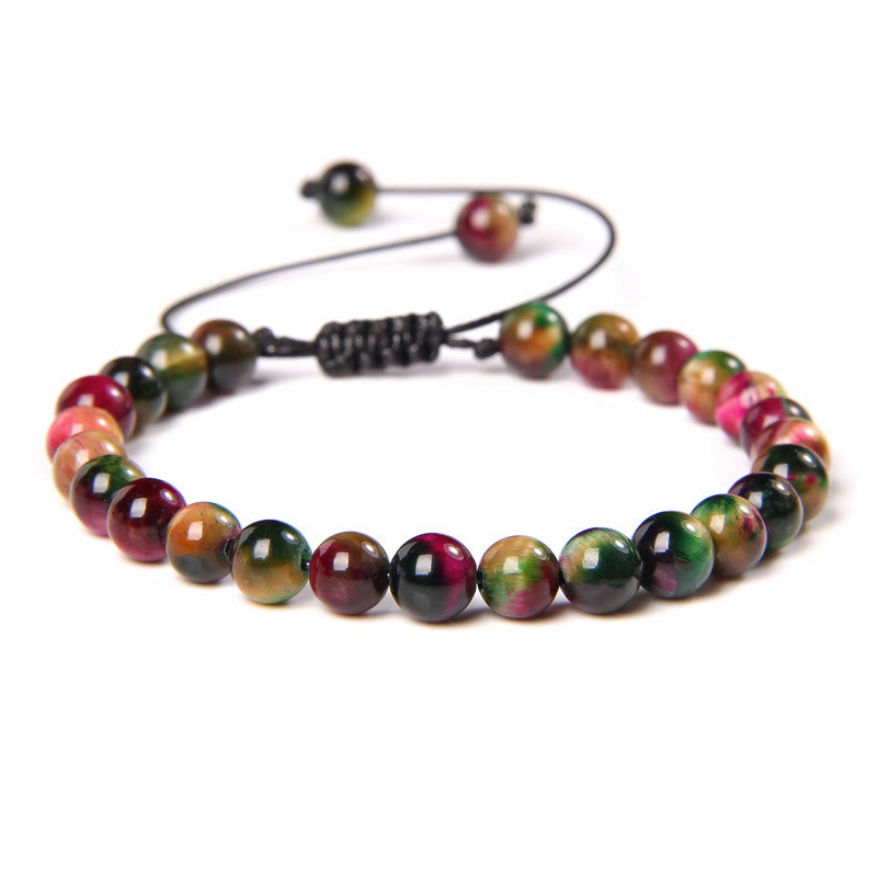 Bracciale intrecciato con perline di pietra naturale Olivenorma da 6 mm 