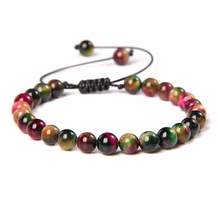 Bracciale intrecciato con perline di pietra naturale Olivenorma da 6 mm 