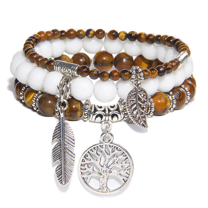 Olivenorma "Nature's Healing Moments" Braccialetto Tiger Eye Tree Of Life da 3 pezzi 